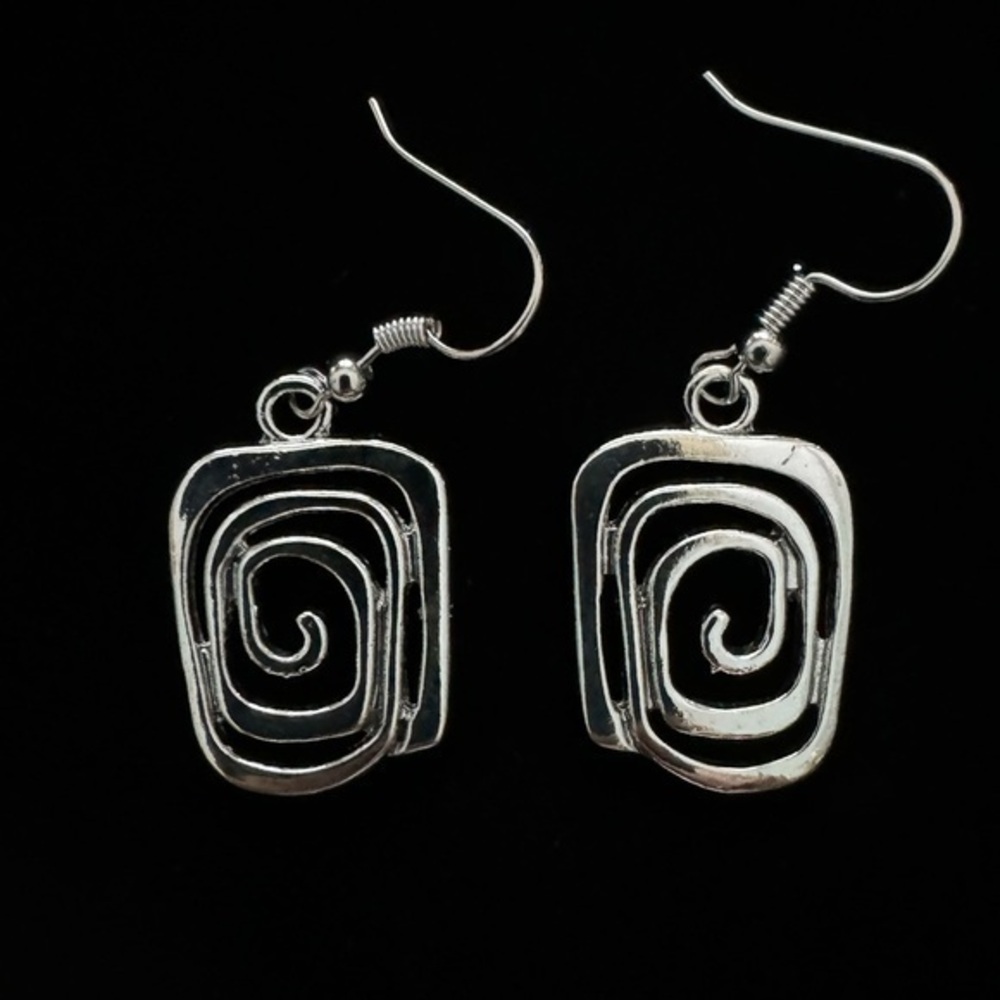 Silver-Tone Swirly Earrings BRAND NEW